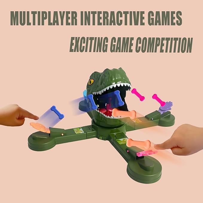 Classic Feed Dinosaur Board Game Multiplayer Action Shooting Game Dino Eating Bones Toy Fun Reaction-Speed Challenge for Kids Exciting Family &amp Party Game for 2–4 Players Ages 3+
