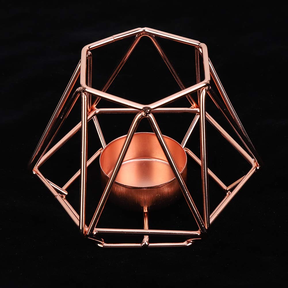 Geometric Tealight Candle Holders | Gold Hollow - Out Design for Table Decor/Wedding Centerpiece/Party | Nordic Style Iron Candlestick, 4.7x3.4 inch