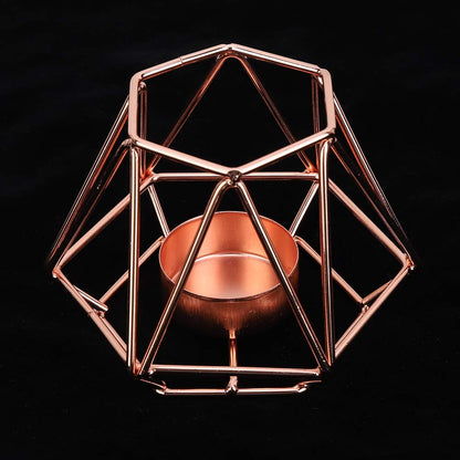 Geometric Tealight Candle Holders | Gold Hollow - Out Design for Table Decor/Wedding Centerpiece/Party | Nordic Style Iron Candlestick, 4.7x3.4 inch