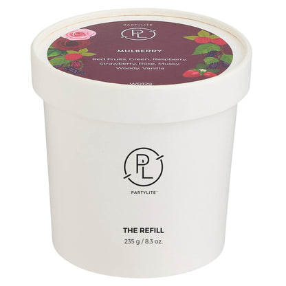 PartyLite Mulberry Scented Candle Refill, Notes of Black Currant, BlackBerry, Mulberry & Pomegranate, 10oz 1-Wick Aromatherapy Candle, up to 40 Hours of Luxury Fragrance, Sustainable Premium Soy Wax
