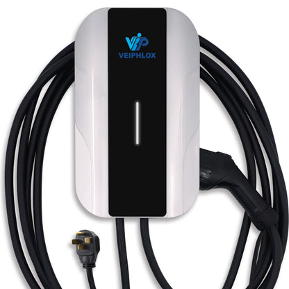 VEIPHLOX Level 2 EV Charger 40A (9.6kW), 240V J1772 Charging Station with NEMA 14-50P Just Plug & Charge (No App Needed). Zero Light Pollution: LED Remains Off in Standby (Auto-On During Charge)