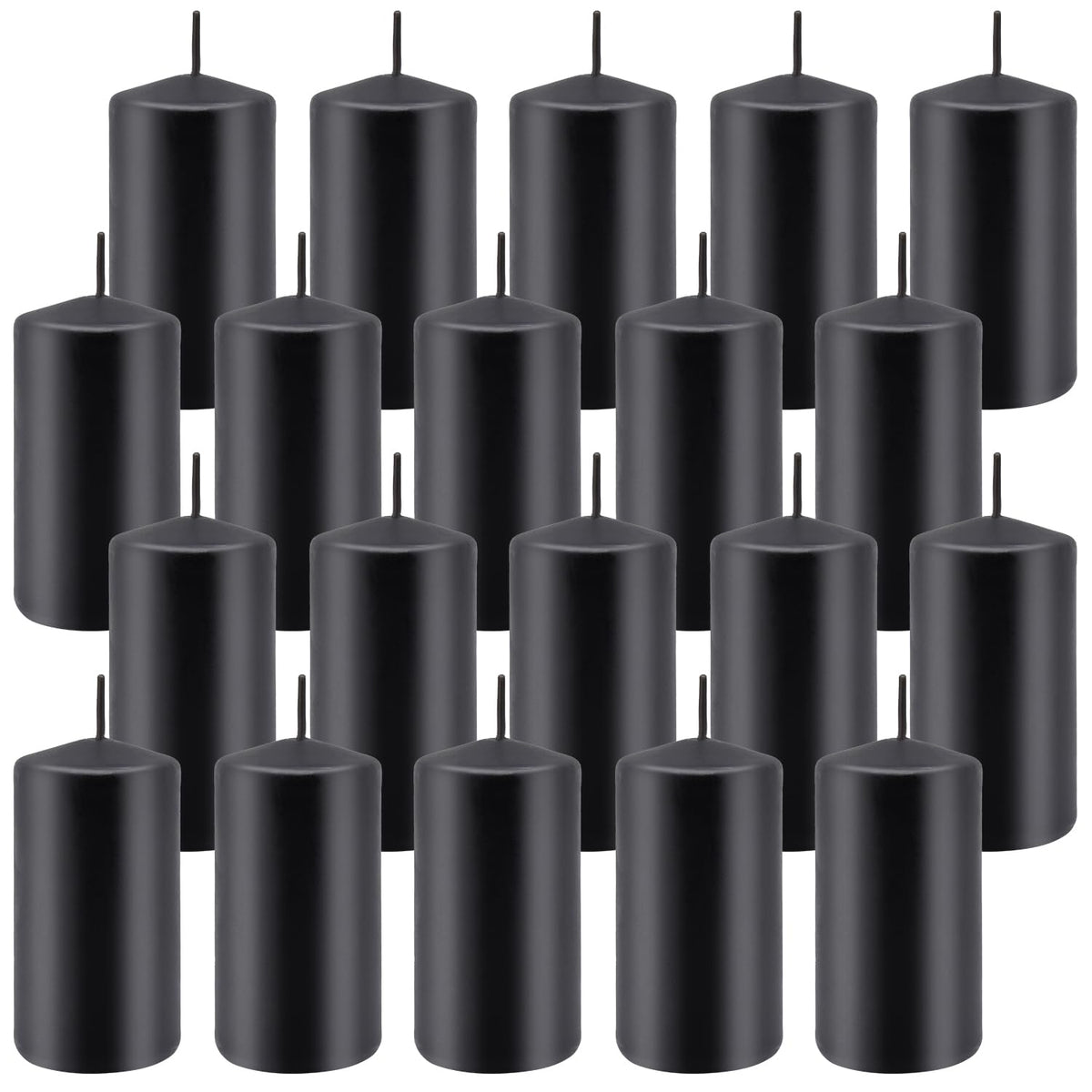 20 Pack 2x4 Inch Black Pillar Candles Unscented for Home Decor Party and Holiday,Elegant Dark hue