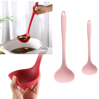couponhub 2Pcs Silicone Nonstick Soup Spoon,8.3 Inch & 11.6 Inch Ladle Spoon with Hanging Hole,Easy to Storage,Multipurpose Cooking Spoon for Kitchen(Pink)