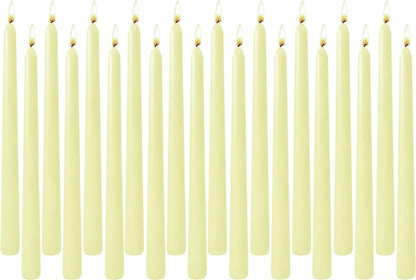 20-Pack Pale Yellow Taper Candles Unscented, 10 Inch Tall Dinner Table Candlesticks for Wedding Centerpieces, Bulk Tapered Candles Smokeless Dripless, Bright Decorative Candles for Home Decor