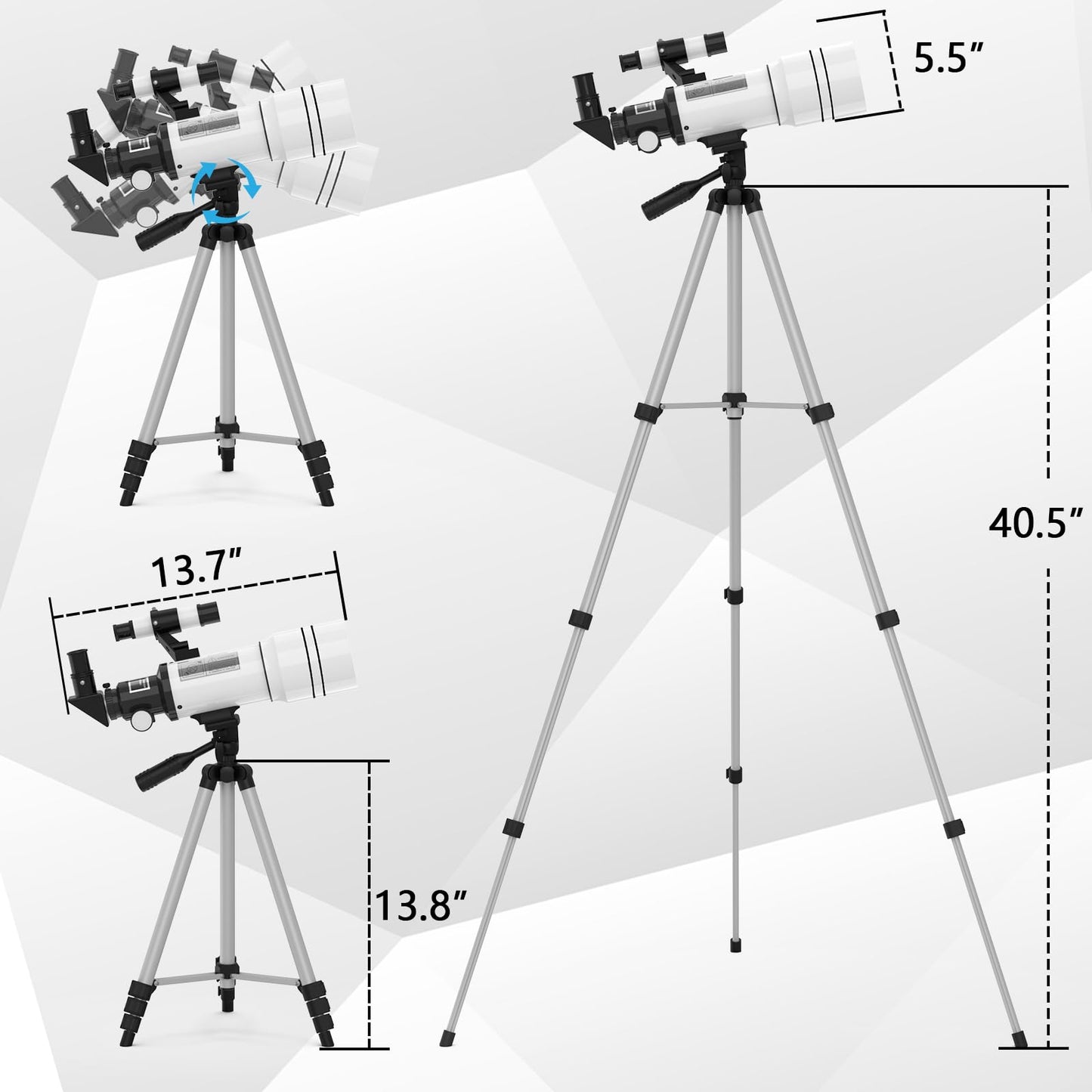 ToyerBee Telescope for Adults & Kids, 70mm Aperture Astronomical Refractor Telescopes for Astronomy Beginners (15X-150X), 300mm Portable Telescope with an Phone Adapter & A Wireless Remote