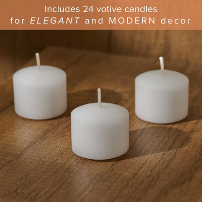 Simply Soson Votive Candles Bulk, 24 White Votive Candles, 10 Hours Burn time, Small Candle, Unscented Candle, Votives for Wedding, Birthday, Holiday & Home Decor