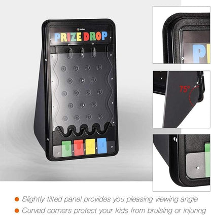 25X14 Prize Drop Plinko Board Foldable Stand with 8 Playing Pucks Tabletop Penny Drop Game for Carnival Trade Show Live Stream Party