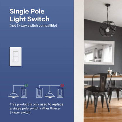 Aqara Smart Light Switch (No Neutral, Double Rocker), Requires AQARA HUB, Zigbee Light Switch, Remote Control and Smart Home Automation, Compatible with HomeKit, Google, Works with Alexa, SmartThings