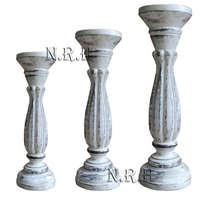 Set of 3 Wooden Pillar Candle Holders, Ideal for LED and Pillar Candles, Gifts for Wedding, Party, Home, Spa, Reiki, Aromatherapy, Votive Candle Gardens