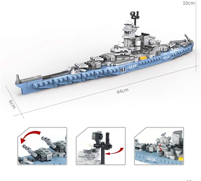 Military Army Building Toys for Adults 8IN1 USS Missouri Battleship Stem Building Blocks Military Bricks 25 Models Engineering Kits