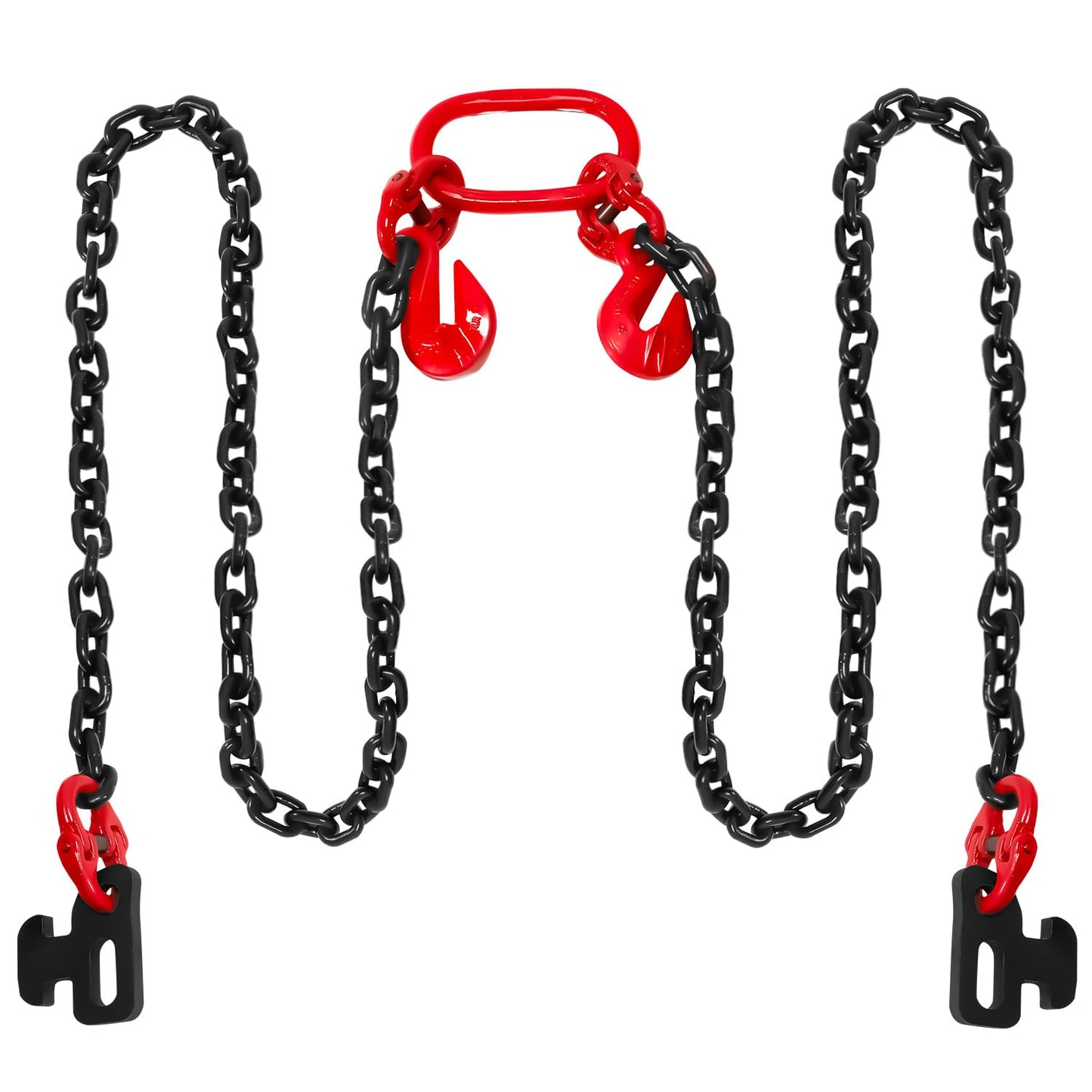 Shipping Container Loading Chain (1/2" x 5'), Container Chain Bridle Hooks G80 with V-Chain, Suitable for Cargo, Warehousing and Handling