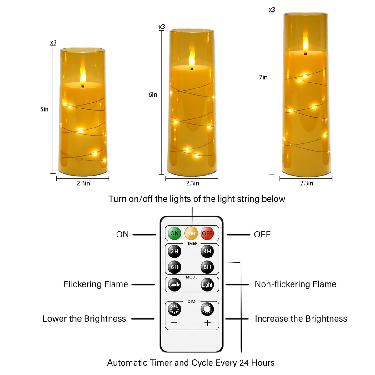 kakoya Flameless LED Candles with Timer 9 Pc Flickering Flameless Candles for Romantic Ambiance and Home Decoration Stable Acrylic Shell,with Embedded Star String，Battery Operated Candles（Gold）