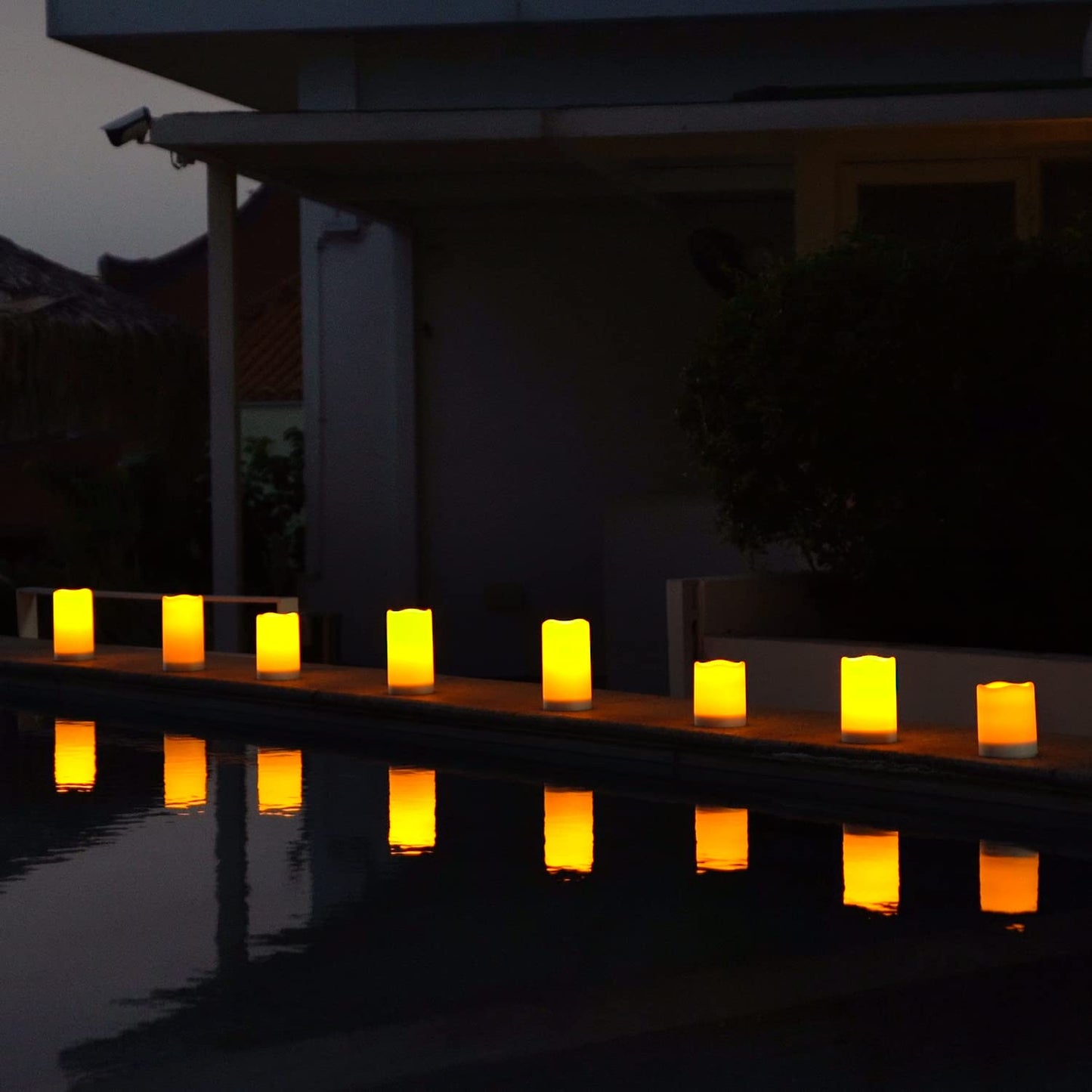 Homemory Solar Candles Outdoor Waterproof, 3"x6" Rechargeable Solar Powered Lights, Flameless Flickering Dusk to Dawn Sensor Outdoor Pillar Candles for Halloween, Lanterns, Garden, Patio, Porch