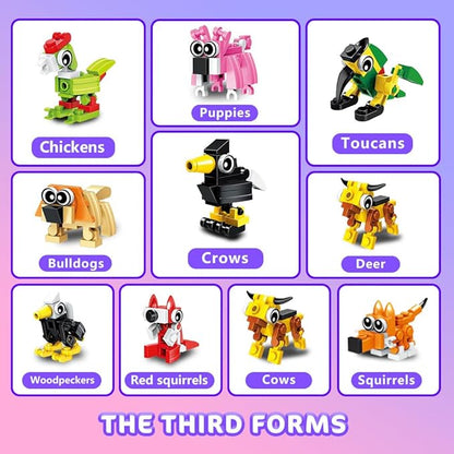 HOGOKIDS 60 Kinds Easter Party Favors for Kids 20 Pack 3-in-1 Animals Building Block Sets for Easter Basket Fillers Goodie Bags Stocking Stuffer Classroom Prizes Birthday Gifts for Boys Girls 6-12+