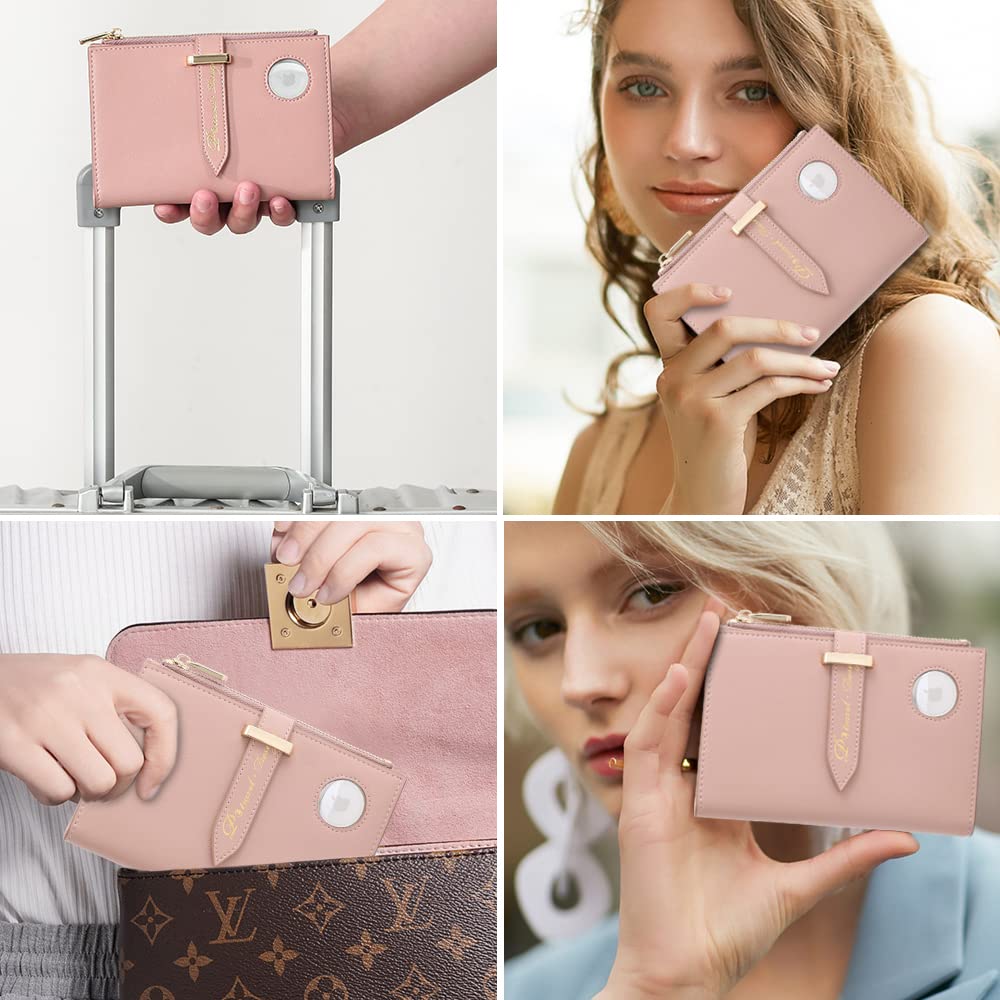 Passport Holder for Women, RFID Blocking Travel Wallet Case with Credit Card Holders, Slim Thin Leather Passport Wallet with Zipper
