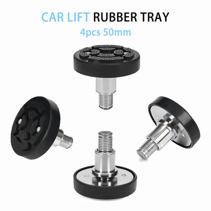 4pcs 50mm Shaft Screw Up Car Lift Pads, 4-9cm Plus-High Car Lift Rubber Tray, Raising Lift Tool Tray for Car Lift Bridge Jack Stable Support