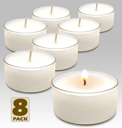 Hyoola Pure Jumbo Tealight Candles - 100% Natural, Non Toxic, Unscented - 10 Hour Burn Time - 8 Pack