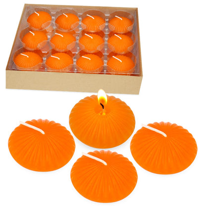 Orange Floating Candles for Cylinder Vases, 24 Pack 2 Inches Water Tealight Candles for Centerpieces at Halloween Fall Wedding Dinner Party Spa Treatments