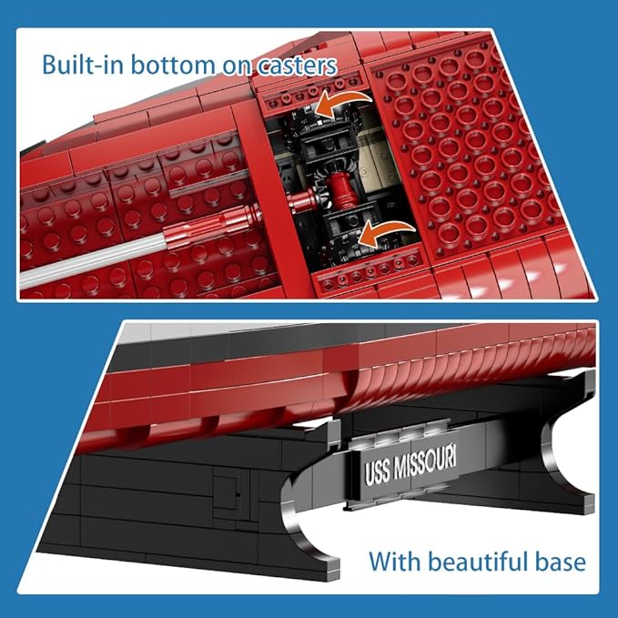 MISINI M6320 Military Series World War II Battleship Building Kit 2228 Pieces USS Missouri Battleship Toy Gift Ship Building Block Set for Adult Collection(Iowa-Class Warship)