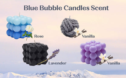 Bubble Candle, 4pcs Cube Soy Wax Bubble Candles Scented Aesthetic Bubble Candle Set for Home Bedroom Decor Birthday Mothers Day Gifts for Mom (Blue Bubble Candles)