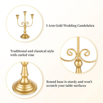Romadedi Candelabra Black Candle Holders: 3 Arm Halloween Candlestick Holder 11.8" Gothic Home Decor for Party Table Centrepiece Mantel Christmas