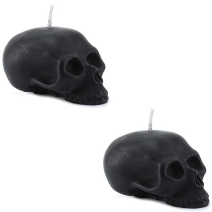 Darware Large Skull Candles (2-Pack, Black); 4.75 x 3-Inch Decorative Themed Candles for Halloween, Horror and Novelty Decor