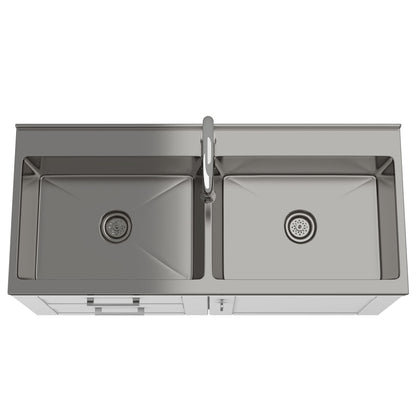 SIMPLIHOME Modern Wide Shaker All-in-One 46 inch Wide Utility Sink and Laundry Cabinet in Pure White Finish, Transitional Stainless Steel Sink Cabinet for Laundry Rooms with High-Arch Chrome Faucet