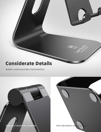 Lamicall Tablet Stand, Tablet Holder for Desk - Multi-Angle Adjustable Tablet Desktop Dock Cradle, Compatible with iPad Pro 11, 12.9, Air, Mini, Fire HD, Galaxy Tab, and Other 4-13" Tablets, Black