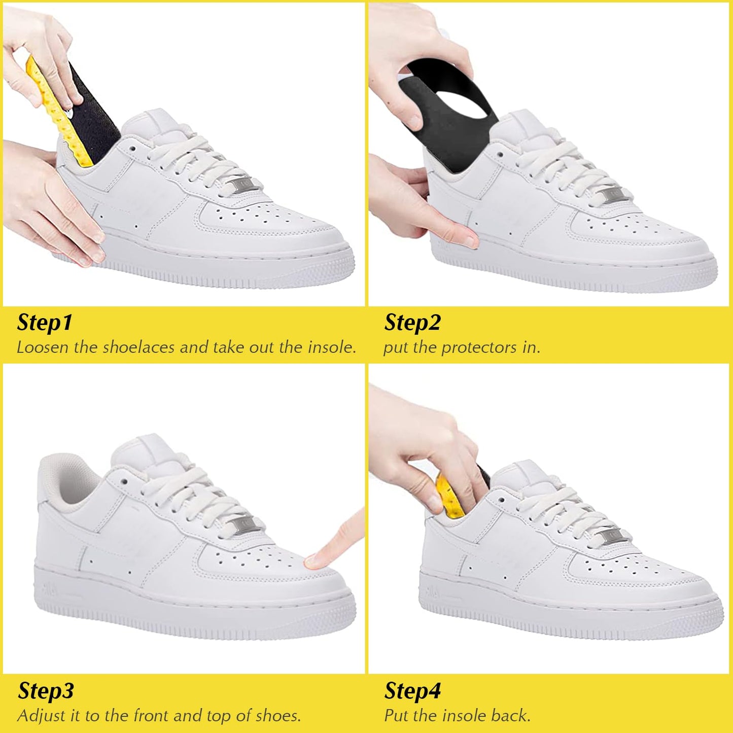 GORYGOLD 6 Pairs Crease Protector Shoe Guard for Sneakers: AJs, AF1, Dunks & More, Anti Crease Shoe Protector for Men Women Youth Kids, Size 9-15