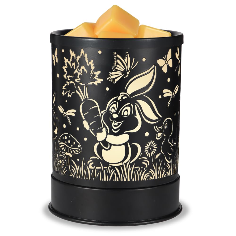nawaza Metal Wax Melts Warmer, 2-in-1 Electric Scented Candle Wax Melter and Wax Cubes, Aromatherapy Essential Oil Burner for Home Décor Office and Bedroom, with LED Light(Rabbit)