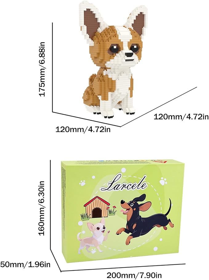 Larcele Micro Building Blocks Set DIY Mini Building Toy Bricks for Age Over 12 Years 1109 Pieces KLJM-02 (Chihuahua)