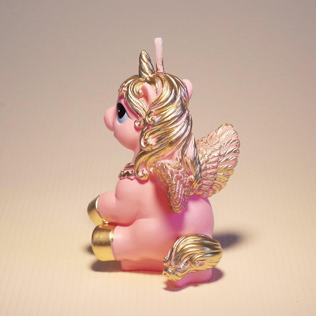 Birthday Candles Smokeless Cake Topper Unicorn Candle for Party Supplies and Wedding Favor (Pink)