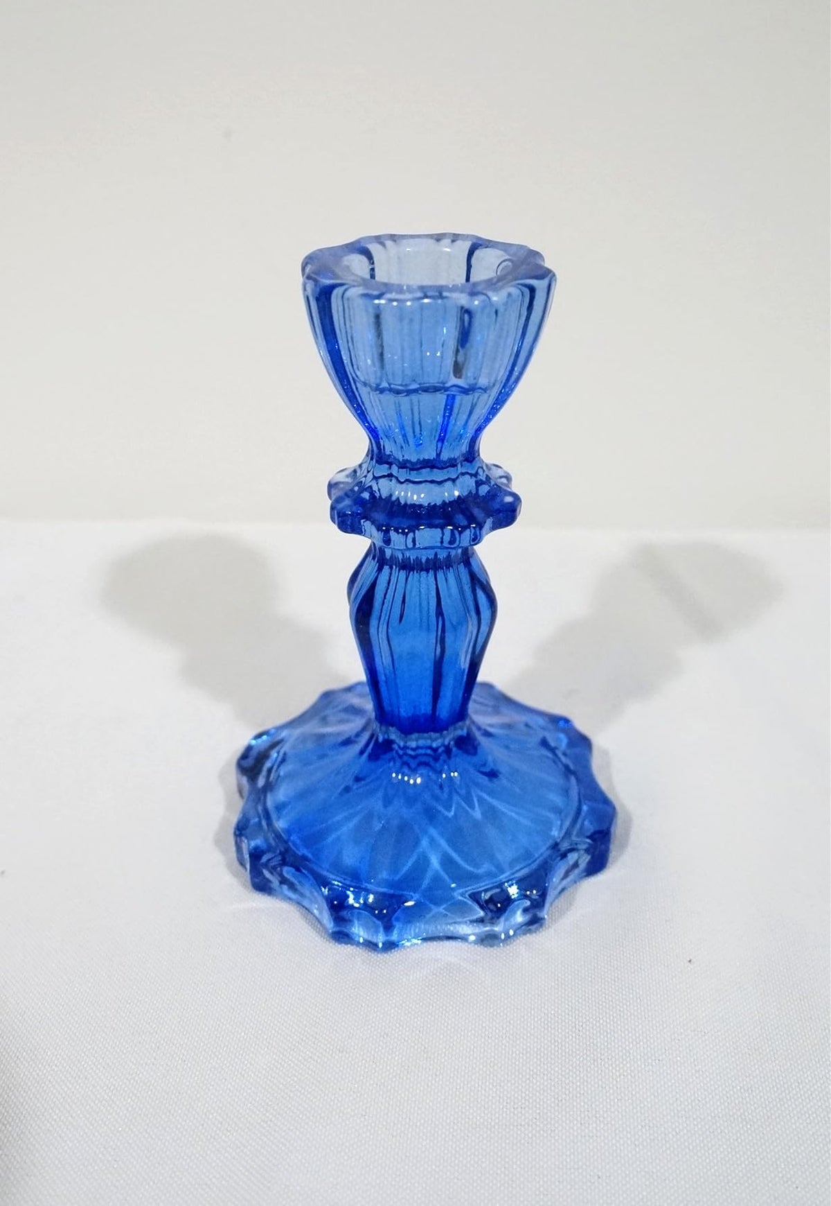 Generic Sweet Home Deco Glass Candlestick Holder, Taper Candle Stand for Indoor or Outdoor Dining, Tabletop Decoration, Set of 2 (Royal Blue)