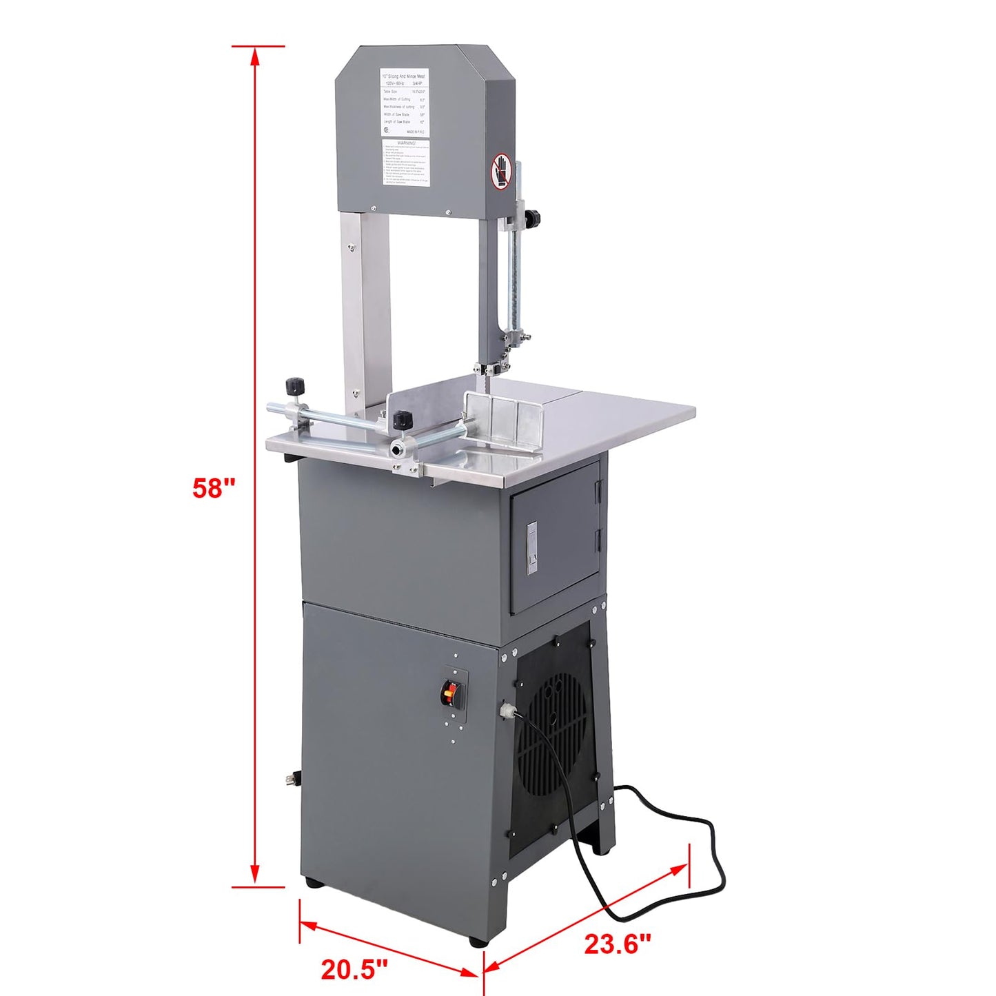 PULLAFUN Commercial Meat Band Saw Machine, 2-in-1 Stainless Steel Butcher Meat Grinder and Sausage Stuffer, Blade Bone Sawing, Meat Cutting Bandsaw Workbench
