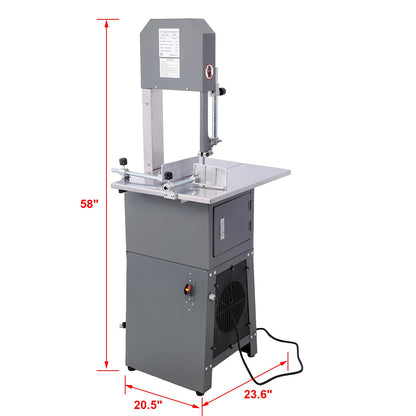 PULLAFUN Commercial Meat Band Saw Machine, 2-in-1 Stainless Steel Butcher Meat Grinder and Sausage Stuffer, Blade Bone Sawing, Meat Cutting Bandsaw Workbench