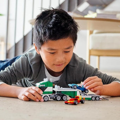 LEGO 31113 Creator 3-in-1 Racing Car Transporter Construction Game Truck with Trailer Crane and Tug Gift Idea for Children