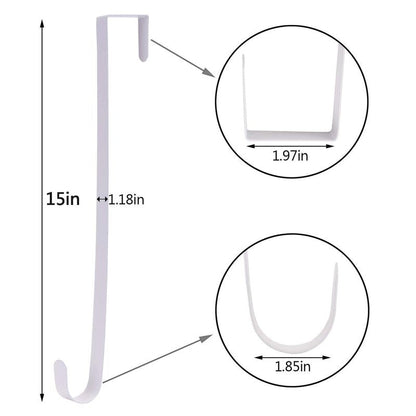 Sattiyrch 15" Wreath Hanger for Front Door,Sturdy Steel Wreath Door Hanger,Over The Door Hanger Hook (White,2)