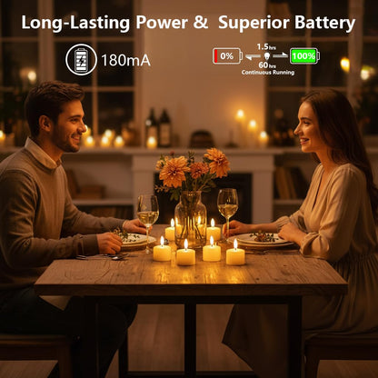 Ntewidbroansa Flameless Rechargeable Tea Lights with Remote Timer - LED Electric Candles Realistic Flickering for Valentines Decoration&Home Decor, Wedding Table, 6-Pack (Φ 1-1/2''×H 2'')