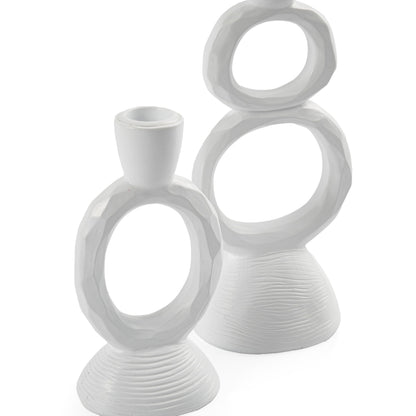 White Taper Candle Holders for Candlesticks, Unique Decorative Candlesticks Holder Home Decor Set of 2 for Fall Thanksgiving Wedding Table Centerpiece Decorations, Modern Aesthetic Room Decor（Resin）