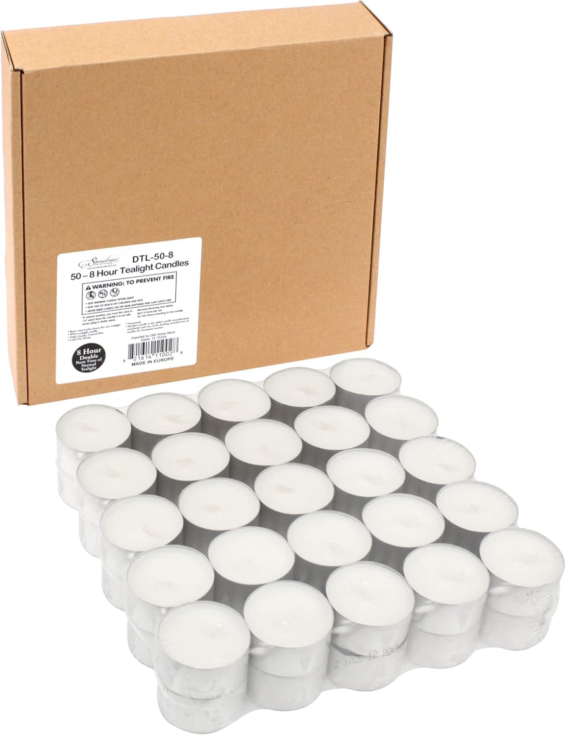 Stonebriar White Unscented Smokeless Long Burning Tea Light Candles with 8 Hour Burn Time, 200 Count