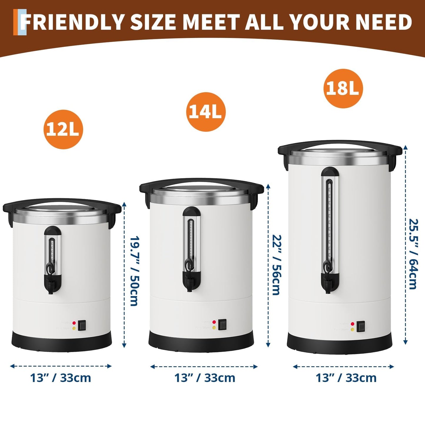 Garvee 14 L/100 Cups Coffee Urn-3.8 gal Double Wall Commerical Coffee Maker for Buffet Catering Wedding Gathering,Large Capacity Hot Coffee Dispenser,Stainless Steel Hot Water Urn-White