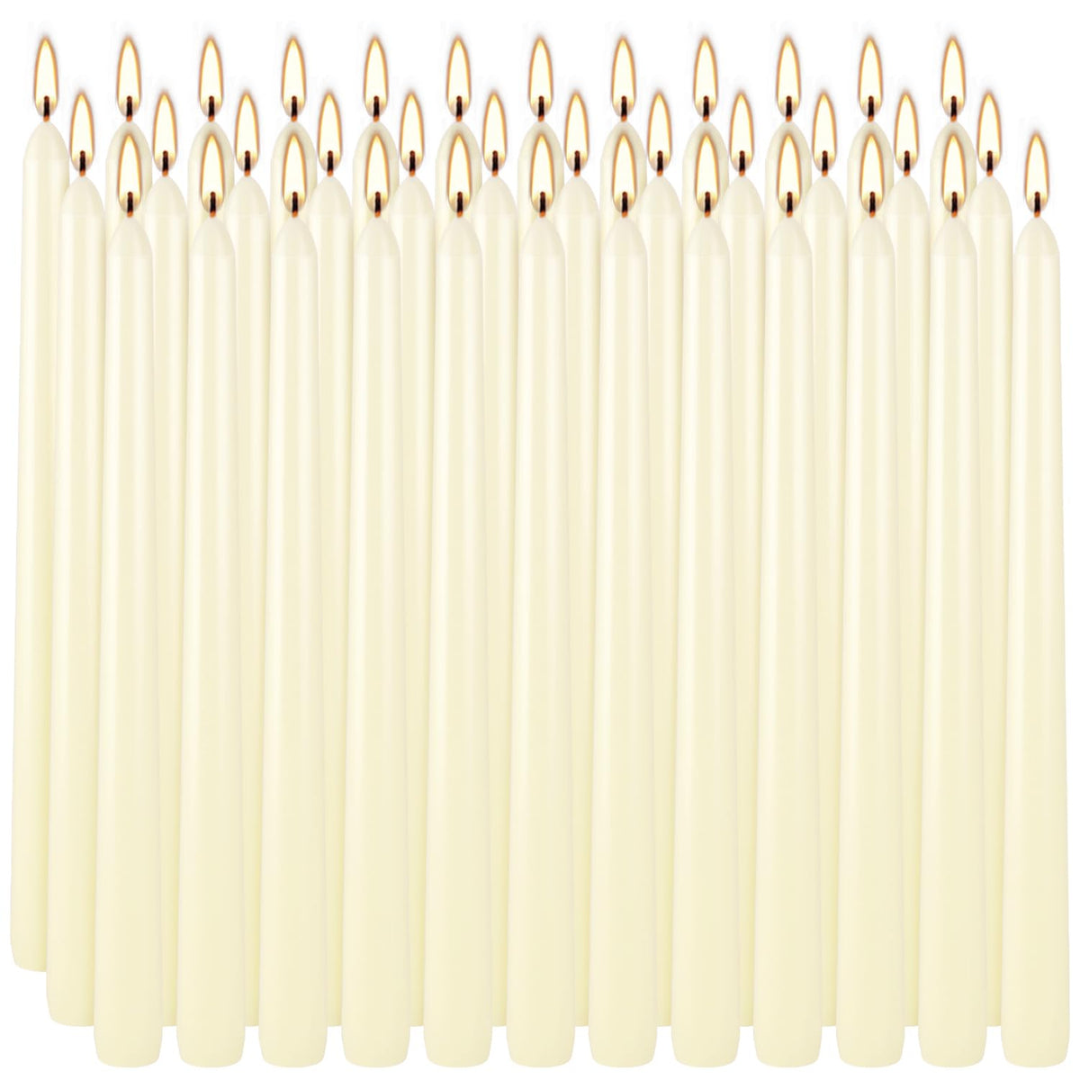 YOROXRG 36 Pack Ivory White Taper Candles, 7-8 Hours Burn Time, Unscented, Smokeless and Dripless, 0.8 x 10 Inch Dinner Candle Set for Household, Wedding, Party and Home Décor Candlesticks