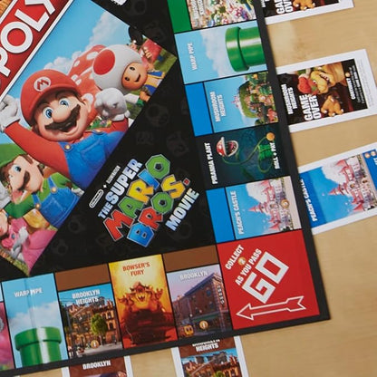 Monopoly Board Game Based on The Super Mario Bros. Movie - Family Game for Super Mario Fans - Includes Bowser Token - for 2 to 6 Players - Age: From 8 Years Old