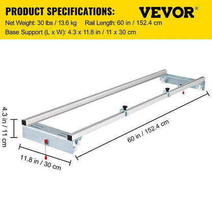 VEVOR Router Sled, 64 inches / 162.6cm Width, Slab Guide Jig for Woodworking with Locking Function, Portable and Easy to Adjust, Trimming Planing Machine for Wood Flattening, Home DIY