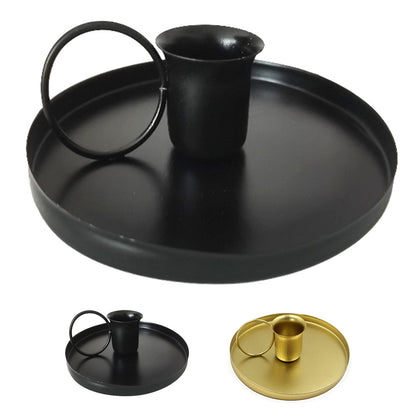 Fullbond Retro Black/golden Iron Candlestick Holders Candle Holder European Style Wear-resistant Wrought Iron Taper Candle Holder for Wedding Black