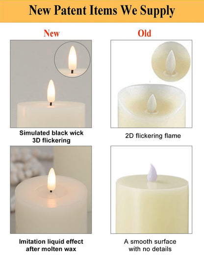 ANGELLOONG Flickering Flameless Candles with Remote, Real Wax Battery Operated Candles with Timer, Fake LED Pillar Candles for Wedding Holiday Farmhouse Home Decor, Ivory