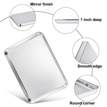 TeamFar Baking Sheet with Rack, 17.6 x 13 x 1 inch Stainless Steel Baking Pan Cookie Sheet Set with Cooling Rack for Baking/Roasting/Cooling, Non-Toxic & Heavy Duty, Dishwasher Safe - Set of 4