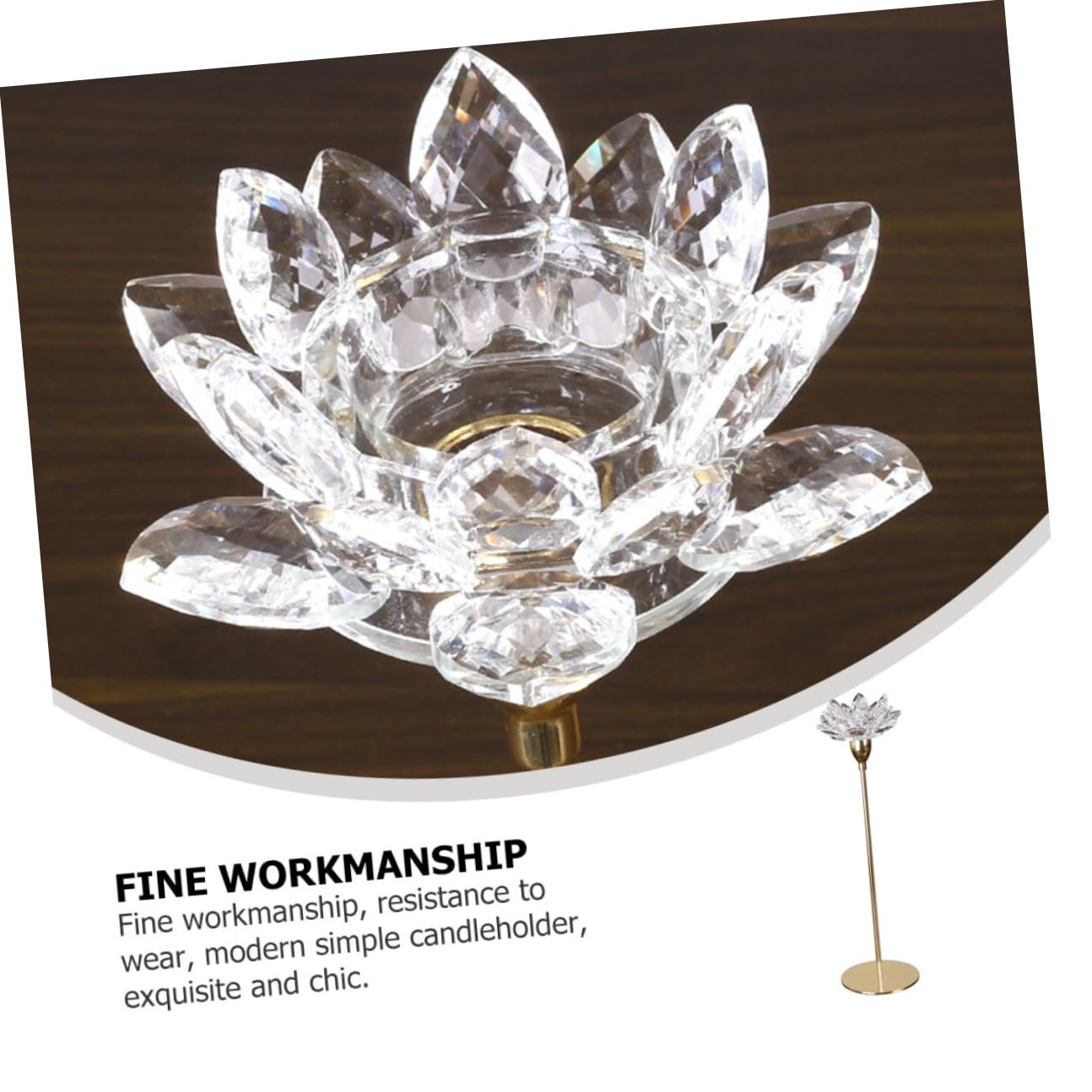 PATKAW Modern Simple Metal Candlestick Small Crystal Lotus Candle Holder Romantic Wedding Decor for Home Table Centerpiece