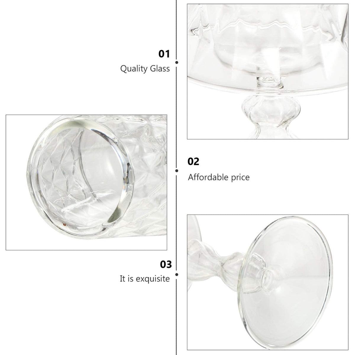 Uonlytech Glass Candlestick 7.48In Decorative Candle Holder for Home Bedroom Office Table Lighting Elegant Household Candle Stand