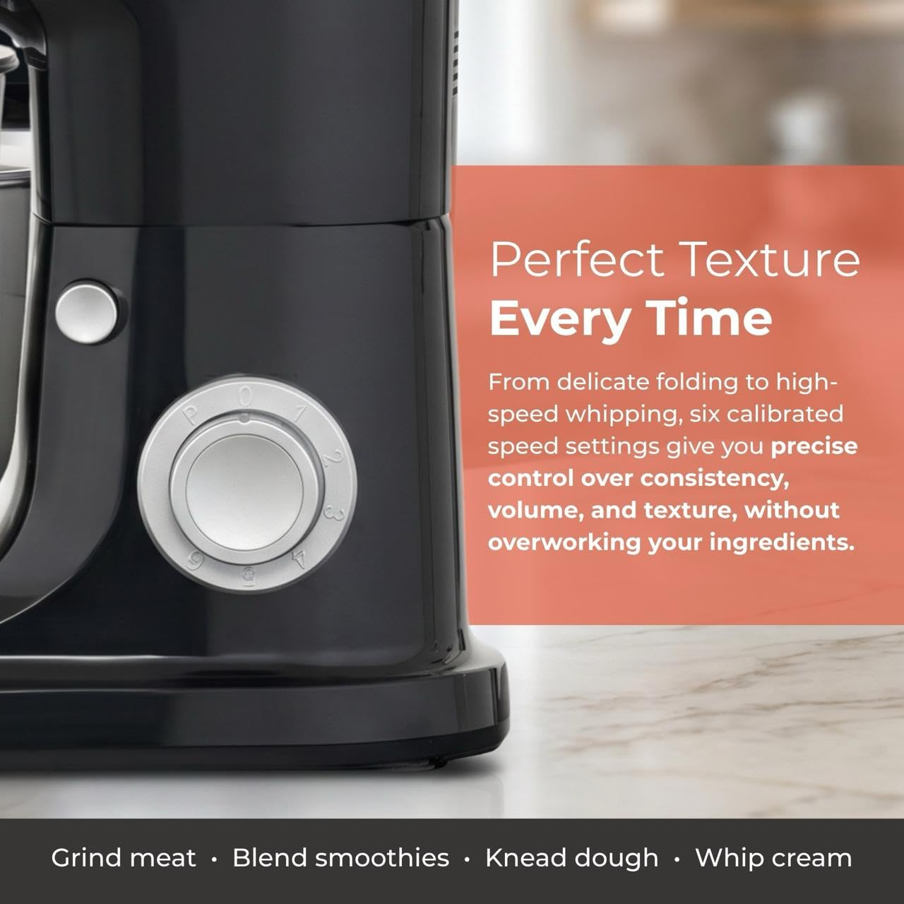 Flamebrook ProMix 1000 Stand Mixer, 700W Tilt-Head Kitchen Mixer with 6.3-Qt Stainless Steel Bowl, 6-Speed Control, Dough Hook, Flat Beater & Whisk, Planetary Mixing Action, Black